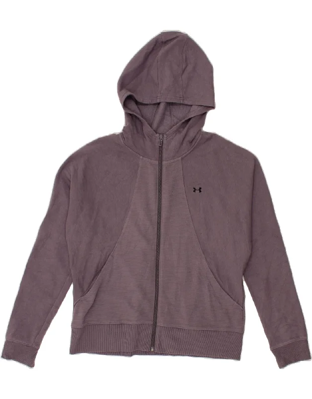 UNDER ARMOUR Womens Graphic Zip Hoodie Sweater UK 16 Large Purple Cotton Striped Floral Plaid UNDER ARMOUR Womens Graphic Zip Hoodie Sweater UK 16 Large Purple Cotton Striped Floral Plaid