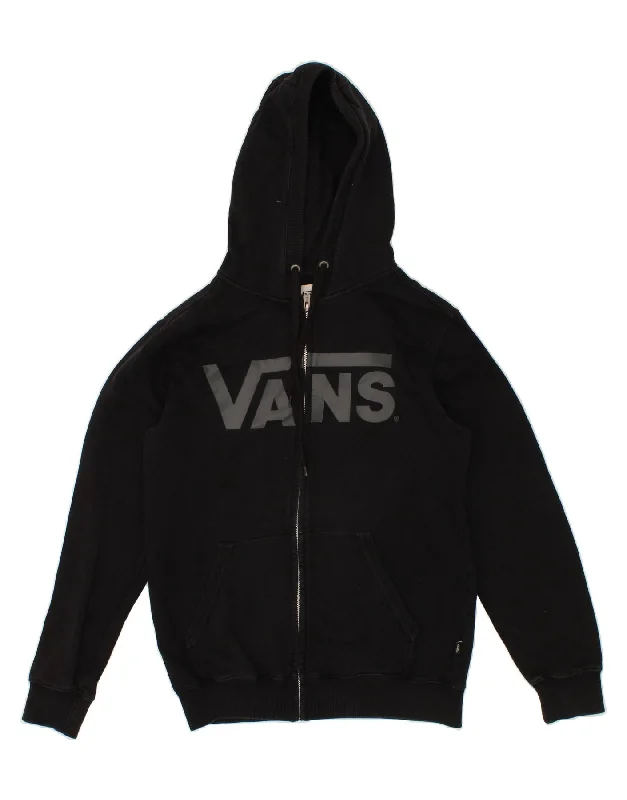 VANS Mens Graphic Zip Hoodie Sweater Small Black Cotton Boxy Sweater Fitted Sweater A-Line