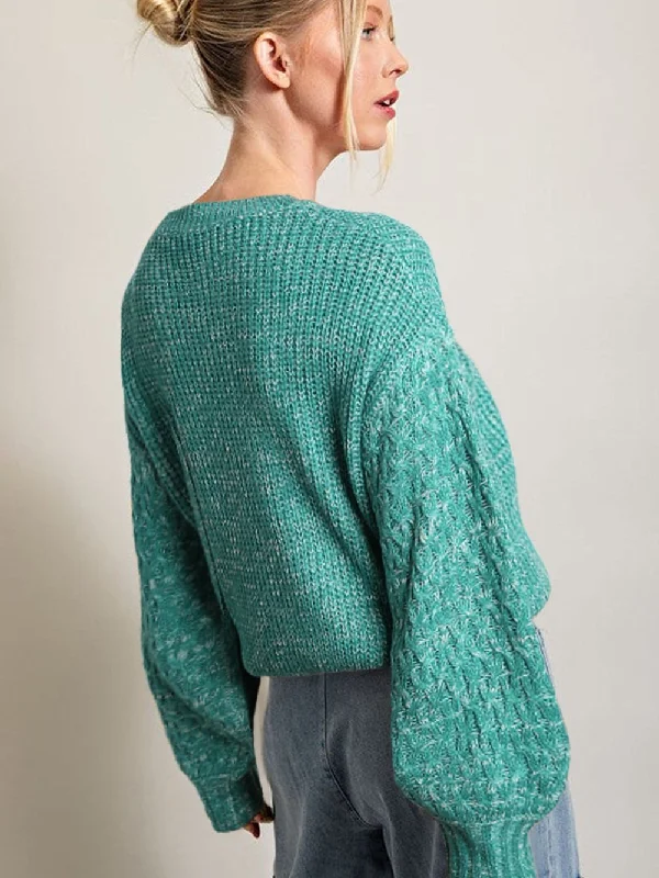 Women's Cropped Cable Knit Sweater Anti-Pilling Anti-Shrink Durable
