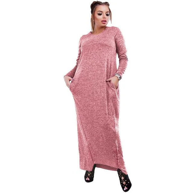 ANALUKE Pocket Vintage Winter Long Dress Tunics Corduroy durable
