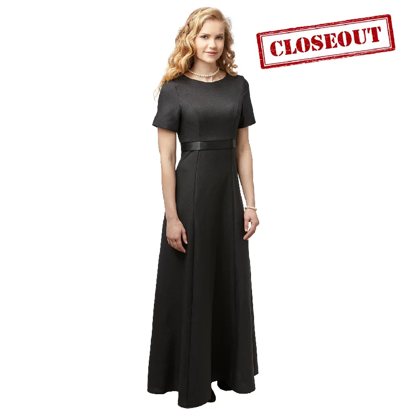 Empire Waist Small Scoop Neck Cap Sleeve Dress Off-the-shoulder Chic Trendy