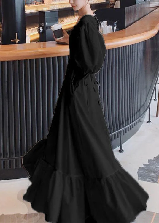 Boho Black Ruffled Lace Up Patchwork Cotton Long Dresses Summer Tunics Wedding white Boho Black Ruffled Lace Up Patchwork Cotton Long Dresses Summer Tunics Wedding white