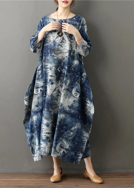 Casual O-Neck Print Cozy Vacation Long Dresses Spring Tunics Sophisticated sleek