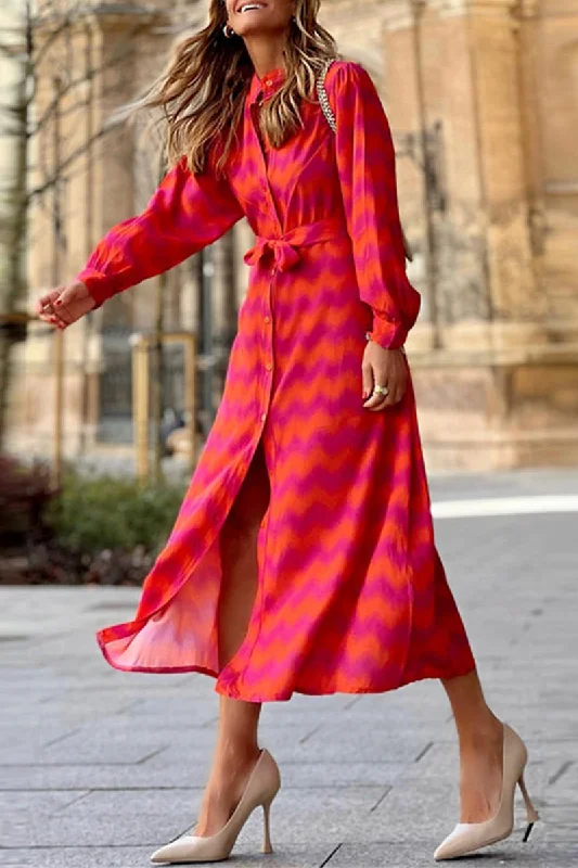 Casual Print Patchwork Turndown Collar Long Dress Dresses Pencil Office Professional Casual Print Patchwork Turndown Collar Long Dress Dresses Pencil Office Professional