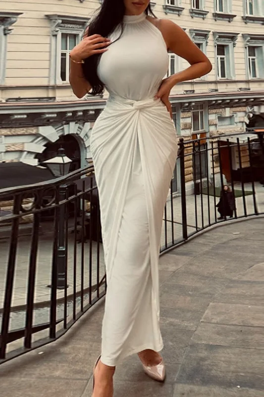 Casual Solid Patchwork Half A Turtleneck Long Dress Dresses Tunics Gym athletic