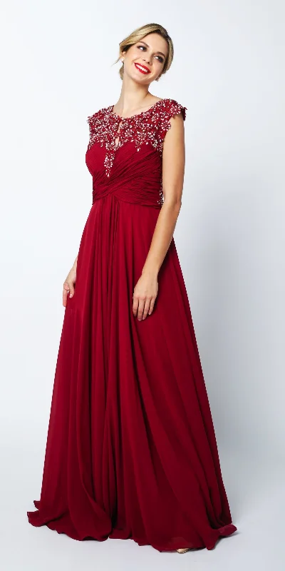 CLEARANCE - Juliet 585 A-Line Gown Cap Sleeve Empire Waist Full Length (Size M) Tunics Practical durable CLEARANCE - Juliet 585 A-Line Gown Cap Sleeve Empire Waist Full Length (Size M) Tunics Practical durable