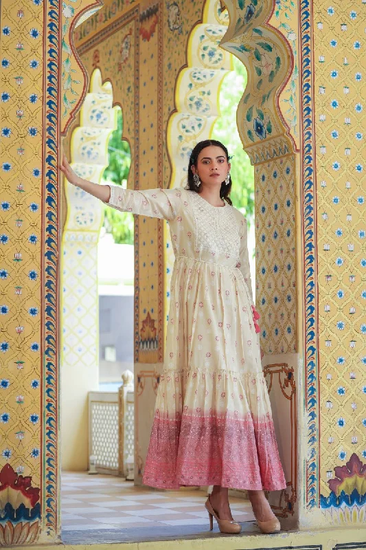 Stylish White Long Dress for Women Tunics Polka dots