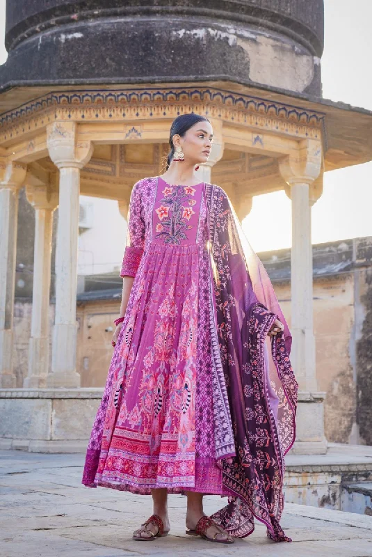 Elegant and Stylish Purple Long Dress - Perfect for Any Occasion Tunics Lace romantic Elegant and Stylish Purple Long Dress - Perfect for Any Occasion Tunics Lace romantic