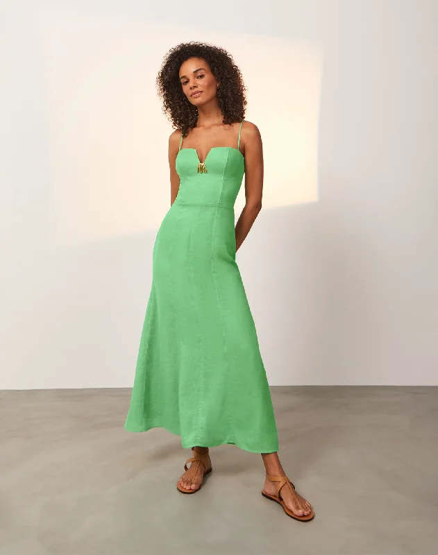 Lilith Detail Long Dress - Seaside Halter Neckline Beach