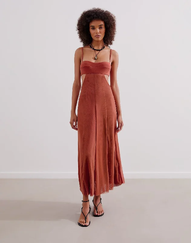Melinda Long Dress (exchange only) - Brick Tunics Floral girly