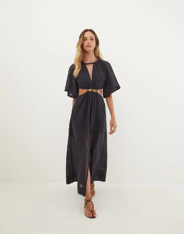 Sallisa Long Dress - Black Tunics Sophisticated sleek