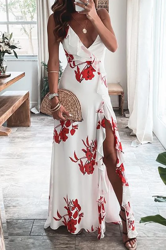 Sexy Print Patchwork Slit Spaghetti Strap Long Dress Dresses Tunics Occasion special Sexy Print Patchwork Slit Spaghetti Strap Long Dress Dresses Tunics Occasion special
