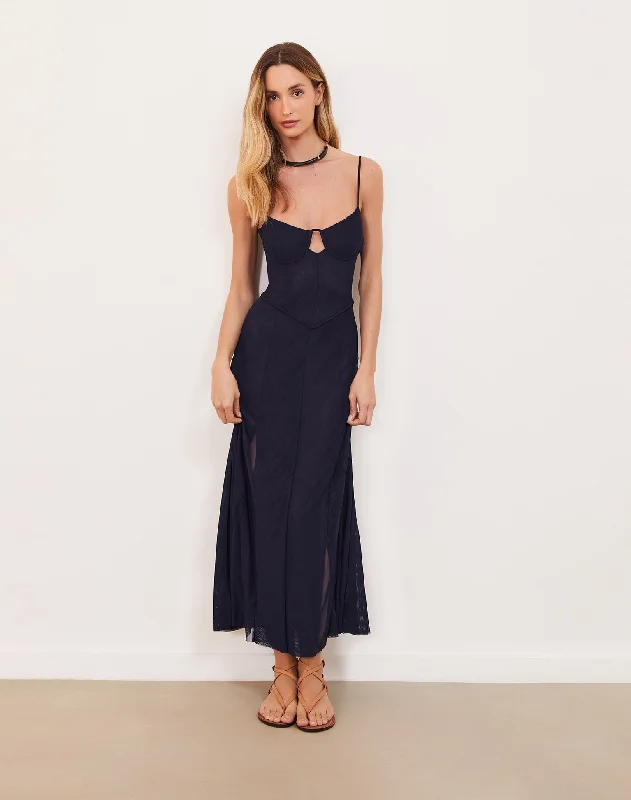 Sheer Maya Long Dress (exchange only) - Indigo Tunics Print Colorful