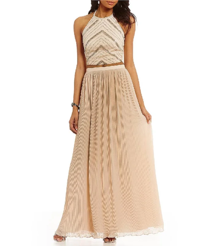 Aidan Mattox - Halter Neck Two-Piece Long Dress MN1E200716 Tunics Mesh breathable