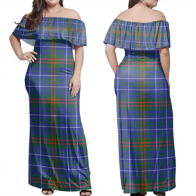 Edmonstone Tartan Off Shoulder Long Dress Tunics Occasion special