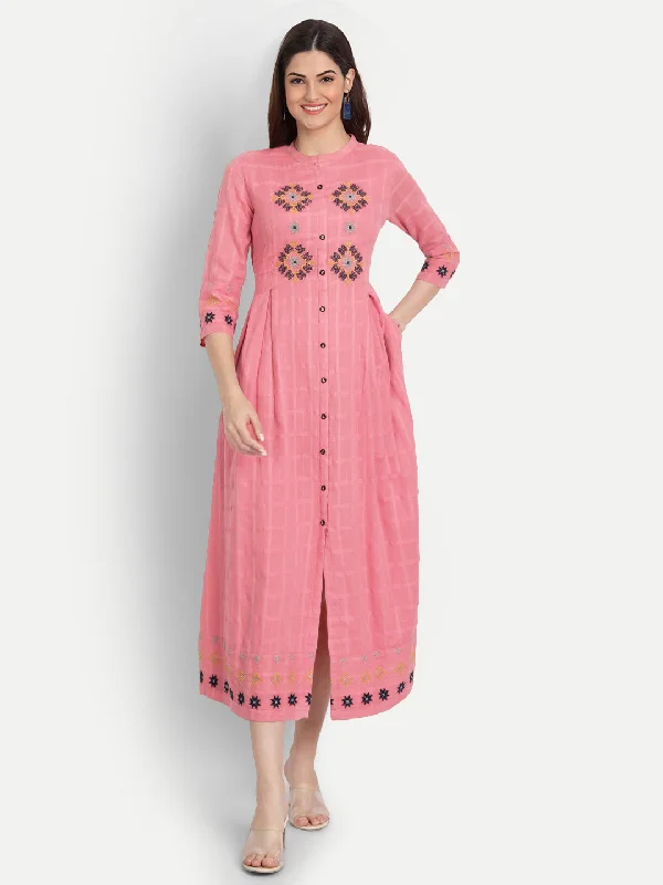 Chikankari Embroidered Flared Long Dress Tunics Versatile functional