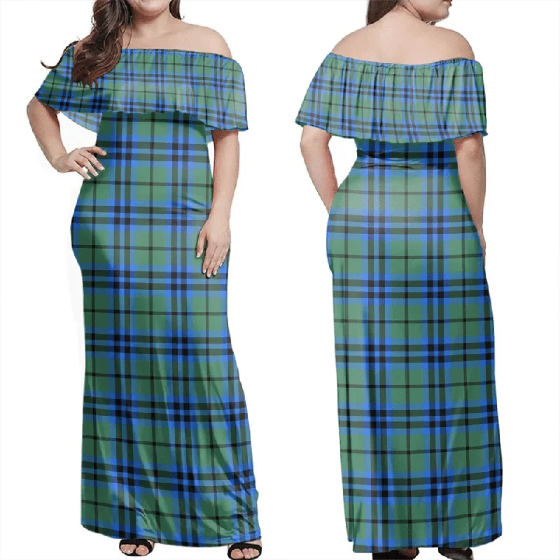 Falconer Tartan Off Shoulder Long Dress Tunics Exclusive limited