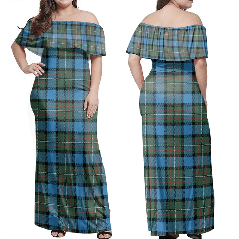 Fergusson Ancient Tartan Off Shoulder Long Dress Tunics Recommended stylist