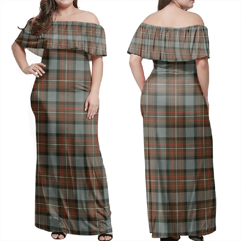 Fergusson Weathered Tartan Off Shoulder Long Dress Tunics Versatile stylish