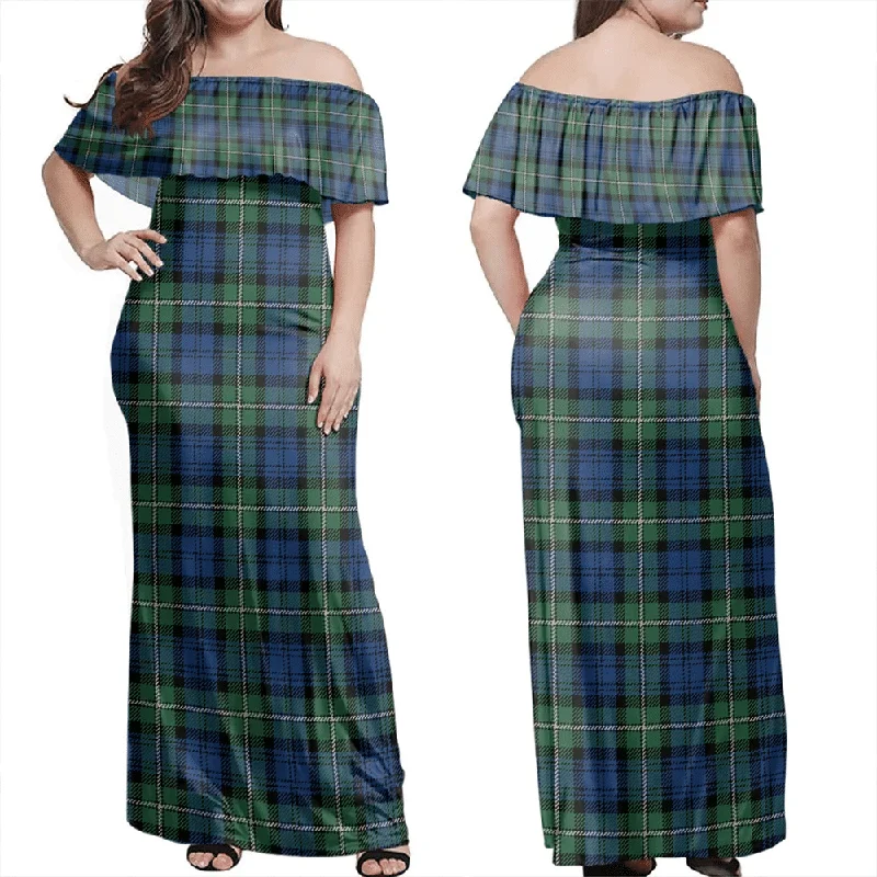 Forbes Ancient Tartan Off Shoulder Long Dress Tunics Cozy comfortable