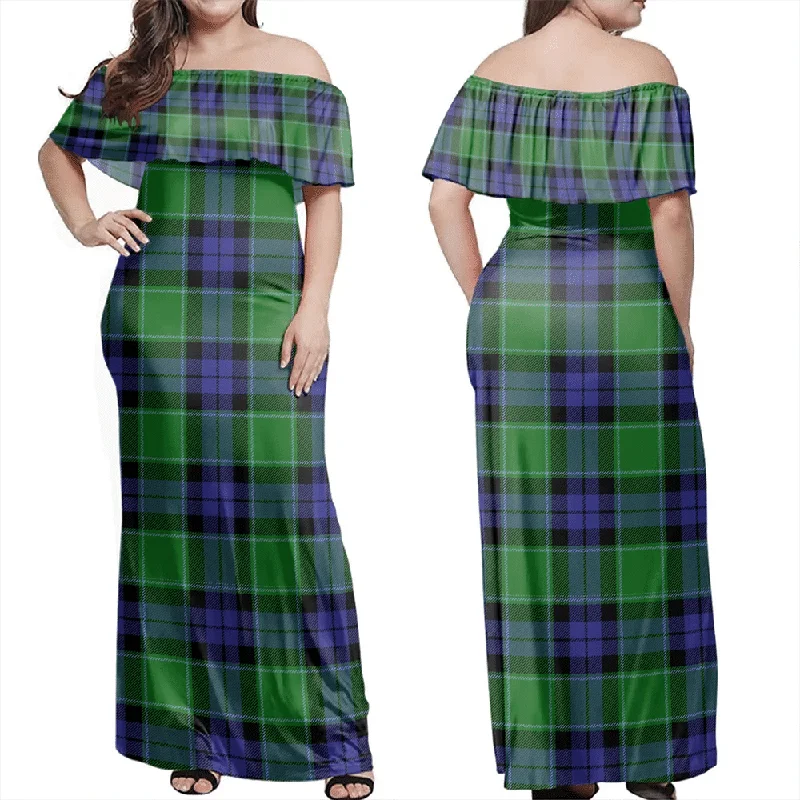 Graham Of Menteith Modern Tartan Off Shoulder Long Dress Tunics Plaid country