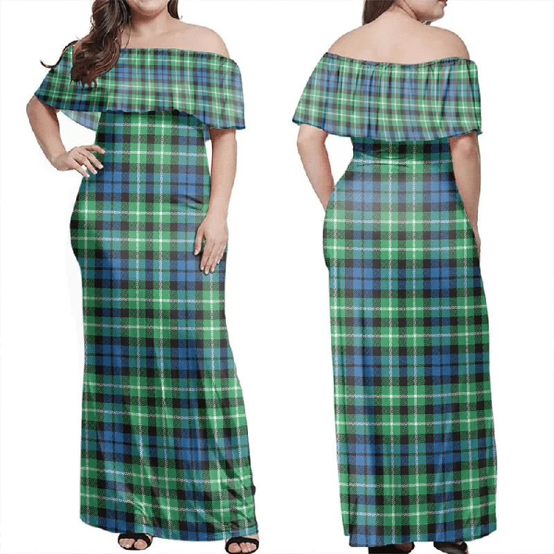Graham Of Montrose Ancient Tartan Off Shoulder Long Dress Tunics Silk luxurious