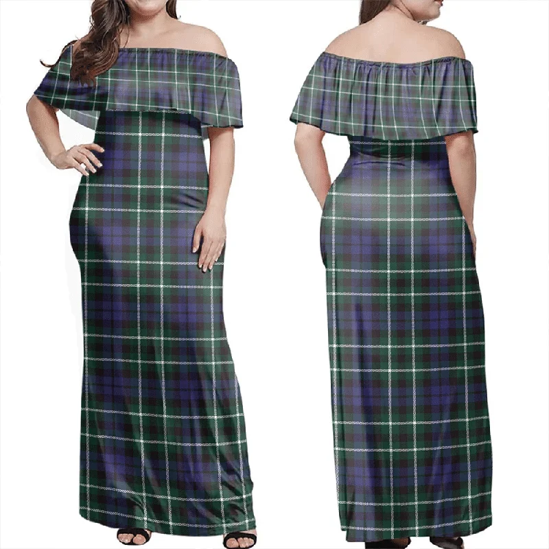 Graham Of Montrose Modern Tartan Off Shoulder Long Dress Tunics Corduroy durable
