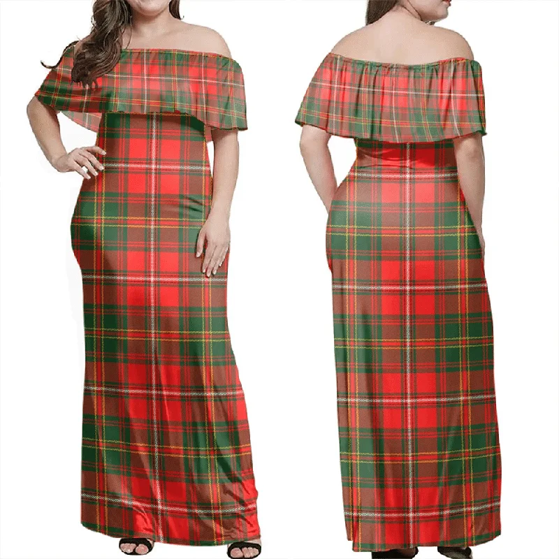 Hay Modern Tartan Off Shoulder Long Dress Tunics Custom made