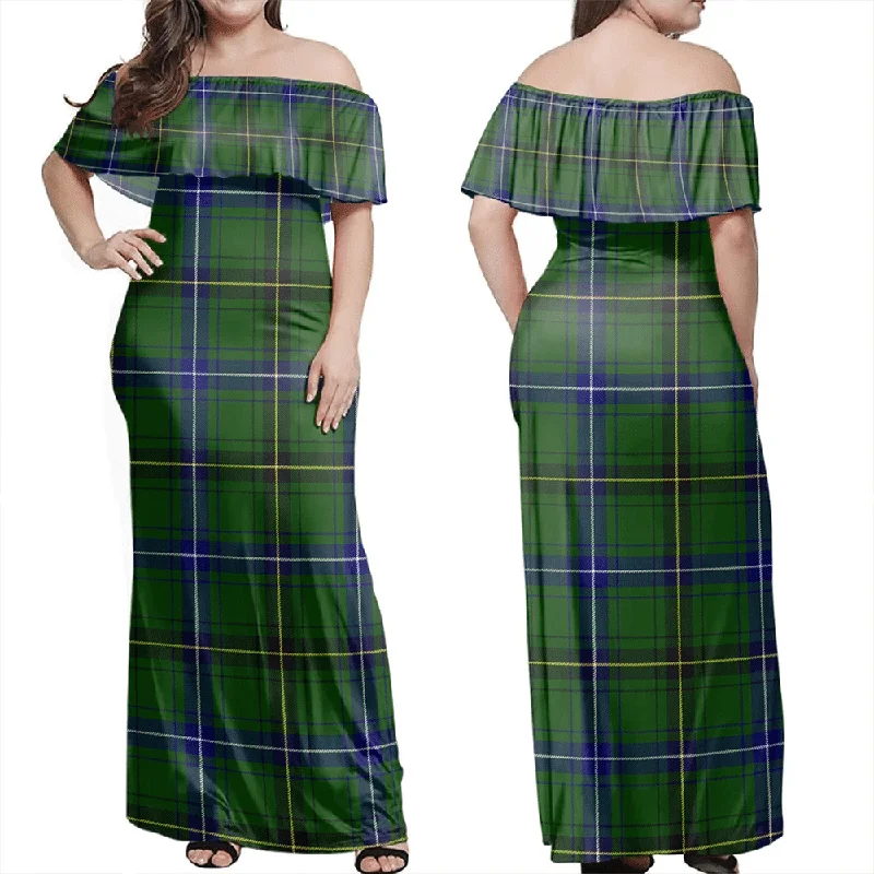 Henderson Modern Tartan Off Shoulder Long Dress Tunics Sale discount