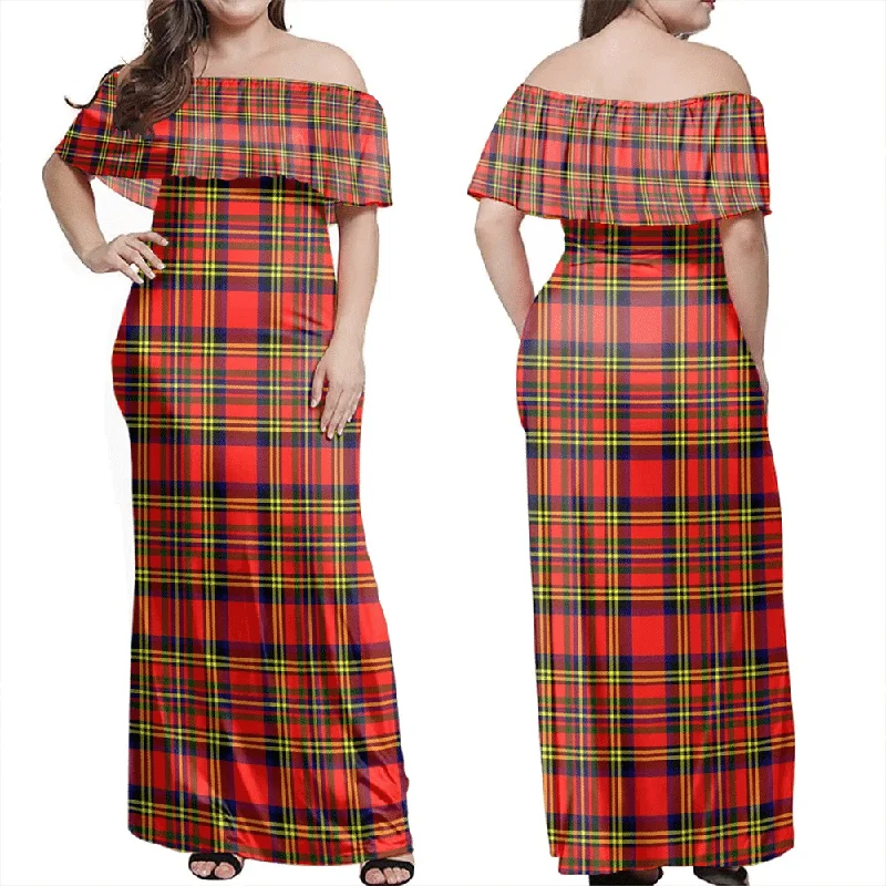 Hepburn Tartan Off Shoulder Long Dress Tunics Bestseller popular