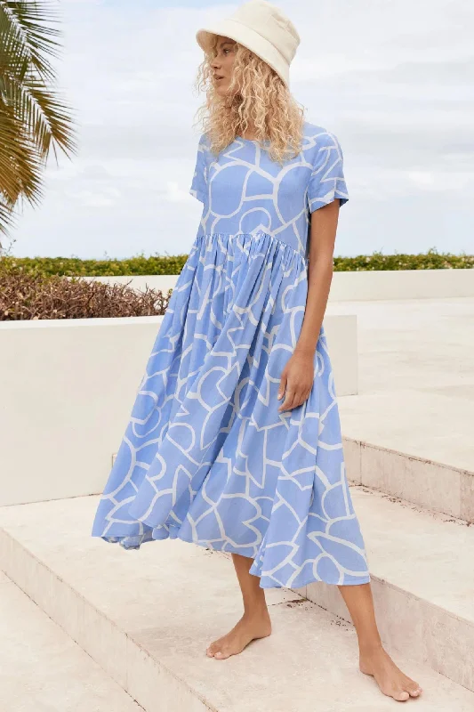 High Waist Ruched Dress with Geometric Print Tunics Business professional