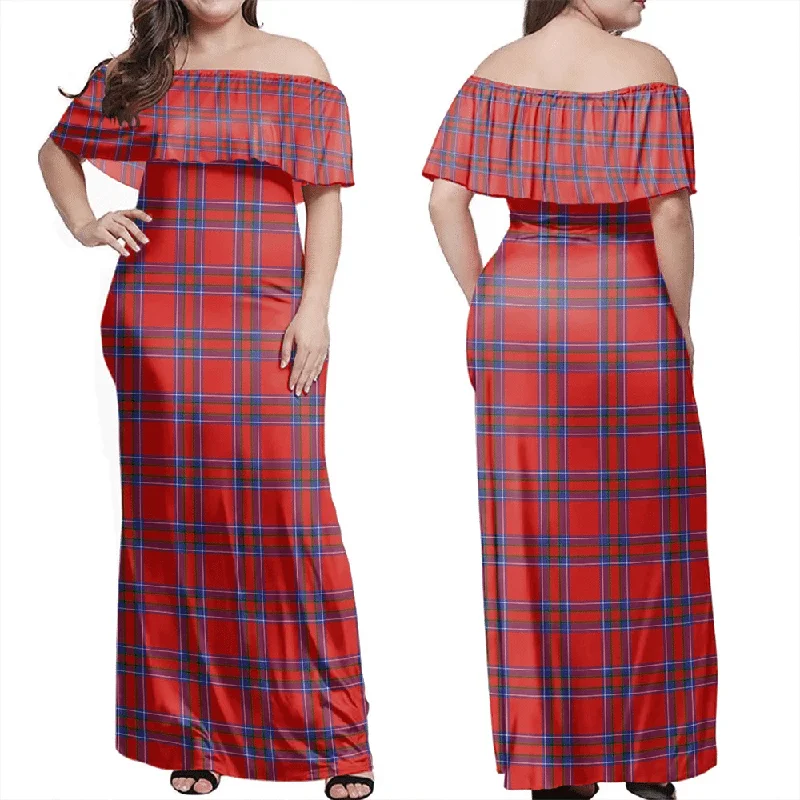 Inverness District Tartan Off Shoulder Long Dress Tunics Practical durable
