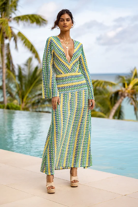 ISLAND BLUES - Long Dress • Multicolor Tunics Trousers formal