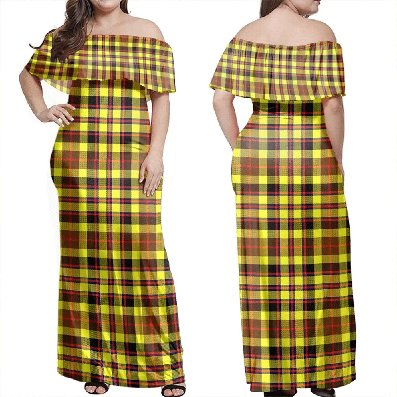 Jardine Tartan Off Shoulder Long Dress Tunics Luxurious high-end