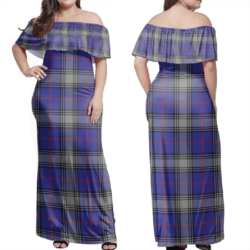 Kinnaird Tartan Off Shoulder Long Dress Pencil Office Professional