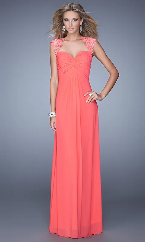 Open-Back Empire-Waist Long La Femme Prom Dress Tunics Solid Classic
