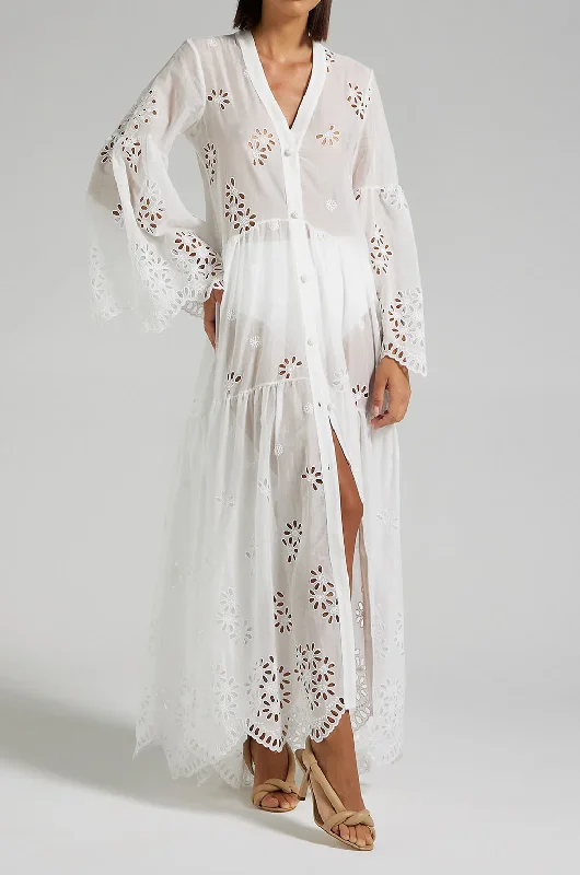 Luella Long Dress White Tunics Satin smooth