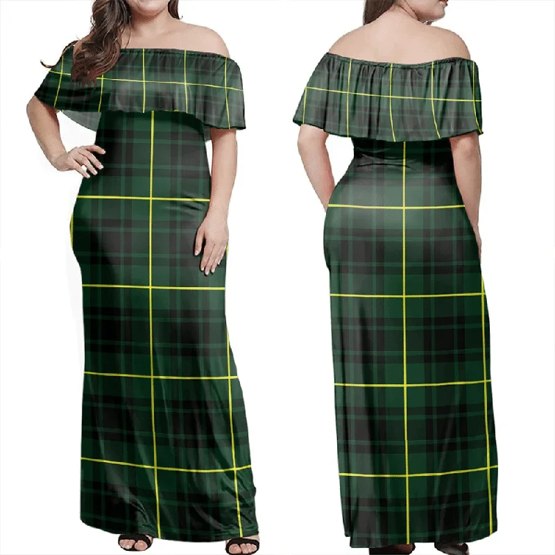 MacArthur Modern Tartan Off Shoulder Long Dress Tunics Chinos classic