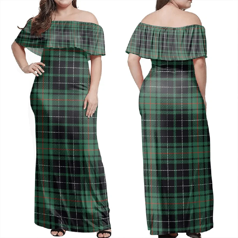 MacAulay Hunting Ancient Tartan Off Shoulder Long Dress Tunics Gym athletic