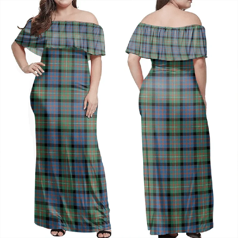 MacDonnell Of Glengarry Ancient Tartan Off Shoulder Long Dress Tunics Custom made