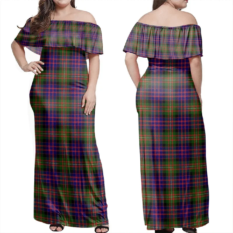 MacDonnell Of Glengarry Modern Tartan Off Shoulder Long Dress Tunics Sale discount