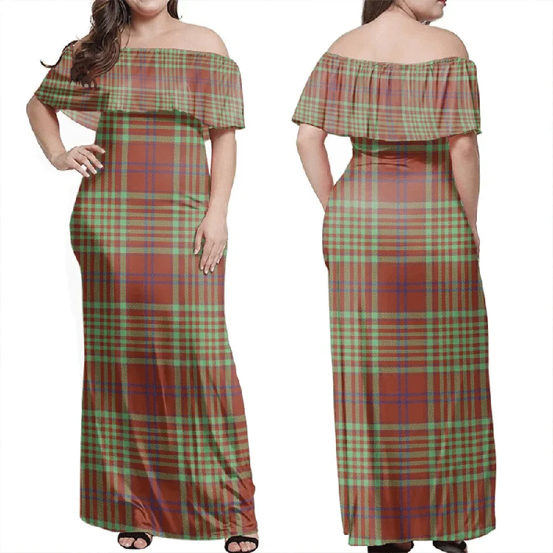 MacGillivray Hunting Ancient Tartan Off Shoulder Long Dress Bodycon Club Sequined
