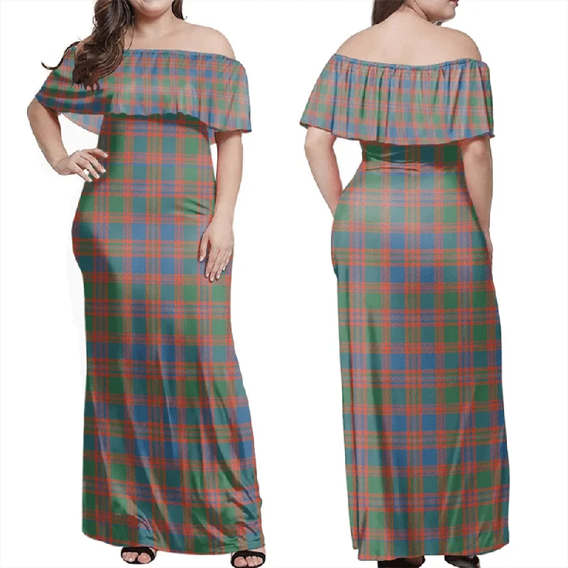MacIntyre Ancient Tartan Off Shoulder Long Dress Tunics Long Elegant