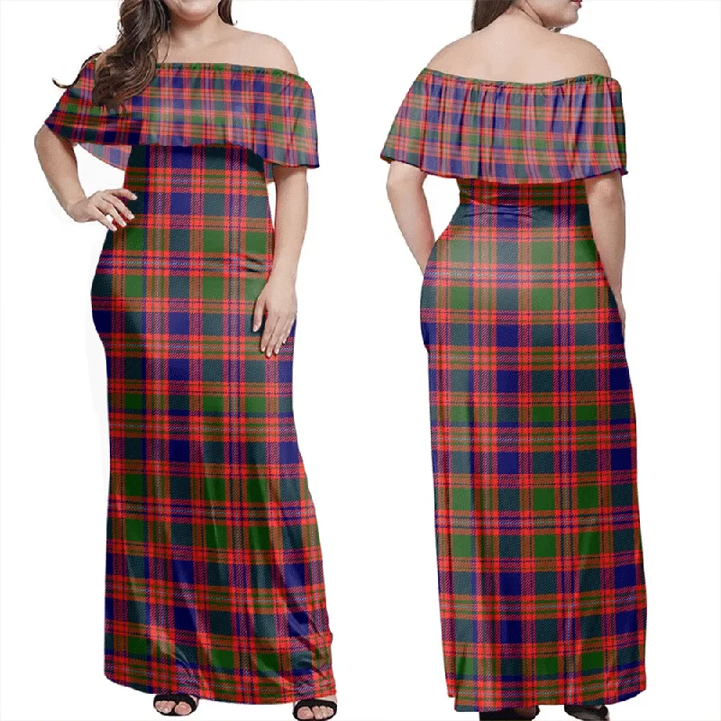 MacIntyre Modern Tartan Off Shoulder Long Dress Tunics Polka dots