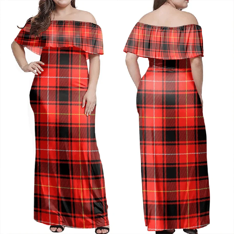 MacIver Modern Tartan Off Shoulder Long Dress Tunics Plaid country