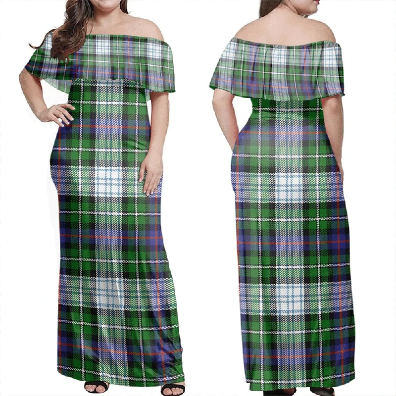 MacKenzie Dress Modern Tartan Off Shoulder Long Dress Tunics Yoga stretchy