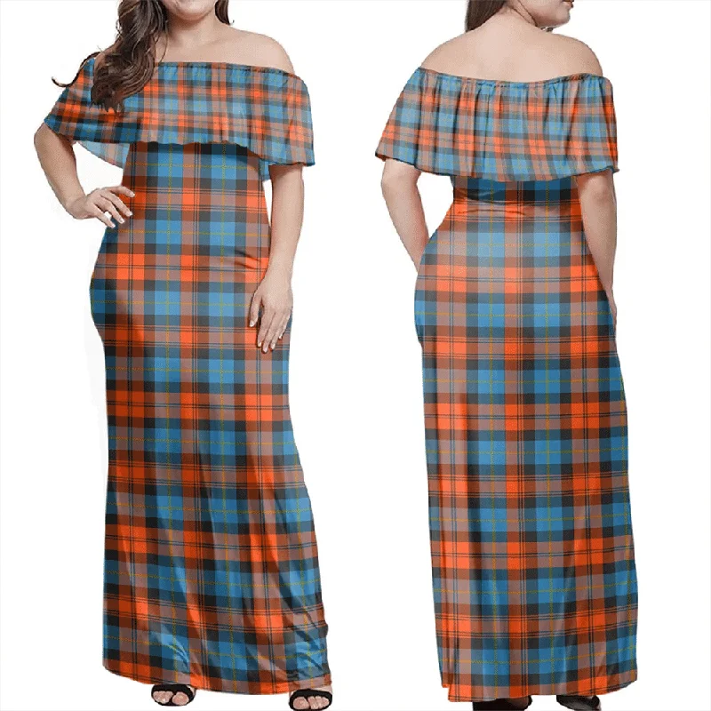MacLachlan Ancient Tartan Off Shoulder Long Dress Tunics Custom made