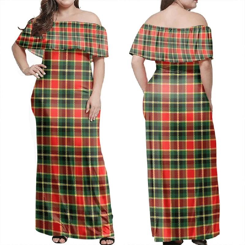 MacLachlan Hunting Modern Tartan Off Shoulder Long Dress Tunics Exclusive limited