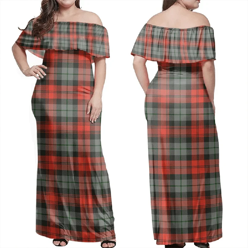 MacLachlan Weathered Tartan Off Shoulder Long Dress Tunics New arrival