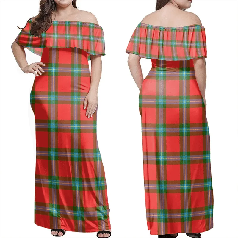 MacLaine Of Loch Buie Tartan Off Shoulder Long Dress Tunics Review highly